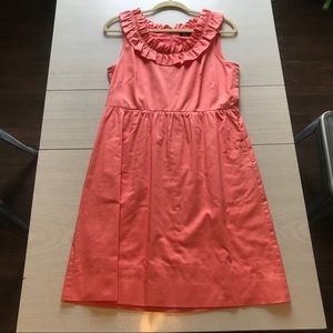 J. Crew Ruffled Sateen Dress, Papaya (Size 8)
